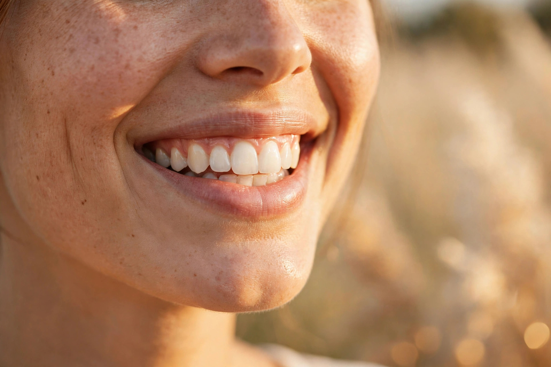 Bright healthy smile after treatment at Karama Dental